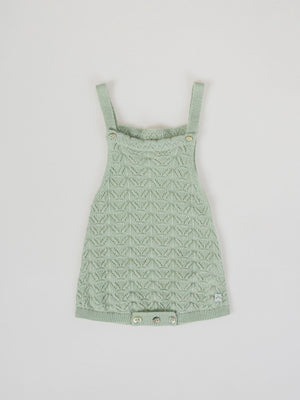LIGHT GREEN OPENWORK KNITTED ROMPER