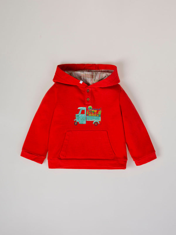 BASIC HOODED SWEATSHIRT NANOS LIGHT RED