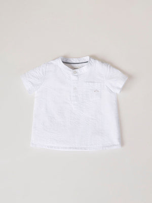 CAMISA CUELLO PANADERO MANGA CORTA  BLANCO PURO