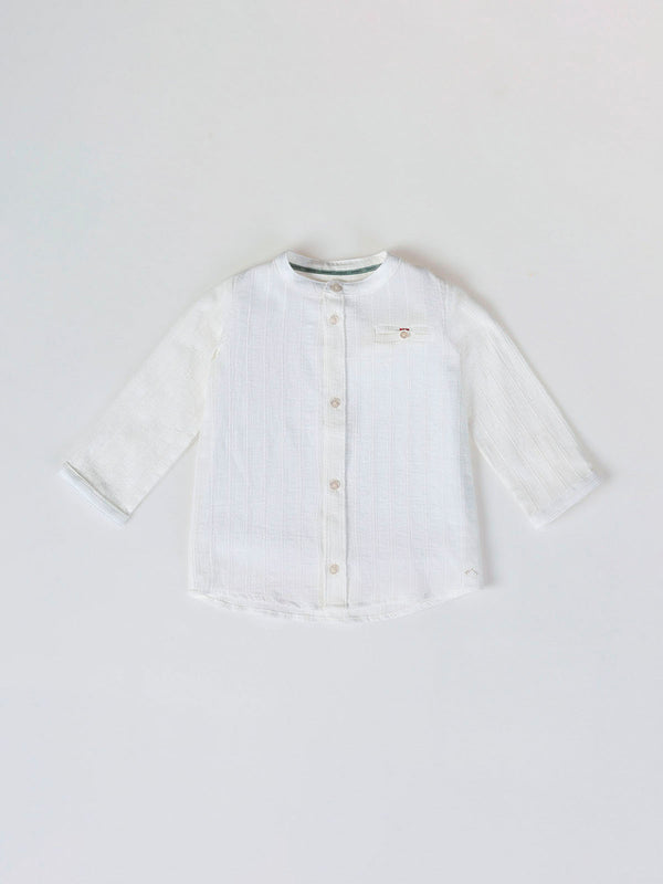 CAMISA CUELLO MAO ESTRUCTURA  BLANCO PURO