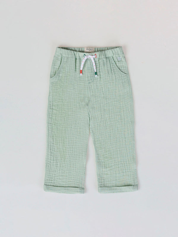 BAMBULA PANTS WITH LIGHT GREEN LACE DETAIL