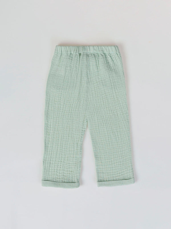 BAMBULA PANTS WITH LIGHT GREEN LACE DETAIL
