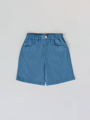 BLUE DENIM SHORTS WITH ELASTIC WAIST