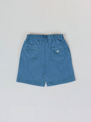 BLUE DENIM SHORTS WITH ELASTIC WAIST