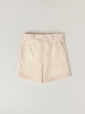 BEIGE COTTON LINEN SHORTS