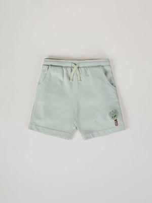 LIGHT GREEN TOWEL PATCH PLUSH SHORTS