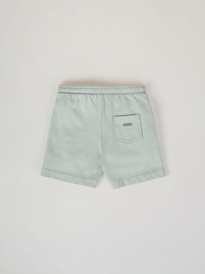 LIGHT GREEN TOWEL PATCH PLUSH SHORTS