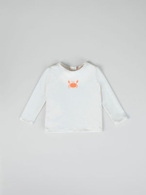 LONG SLEEVE SWIM T-SHIRT WITH BROKEN WHITE CRAB PRINT