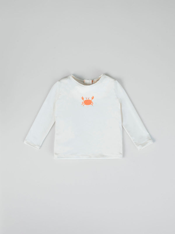 LONG SLEEVE SWIM T-SHIRT WITH BROKEN WHITE CRAB PRINT