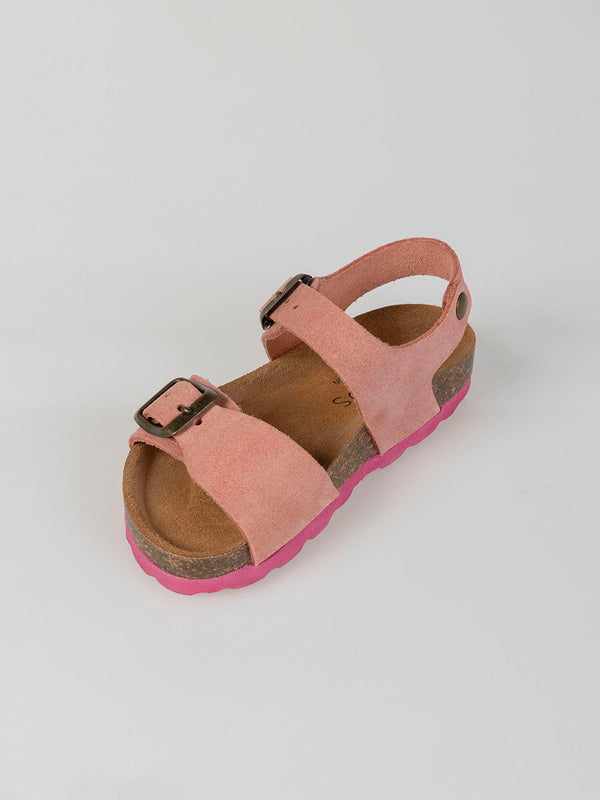 MEDIUM PINK CONTRAST SOLE SUEDE SANDAL
