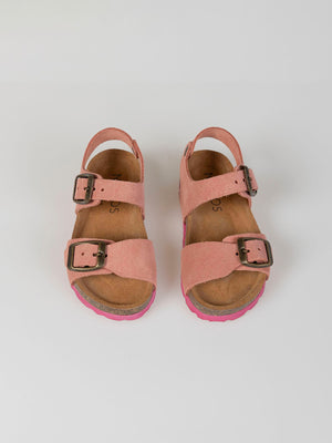 MEDIUM PINK CONTRAST SOLE SUEDE SANDAL