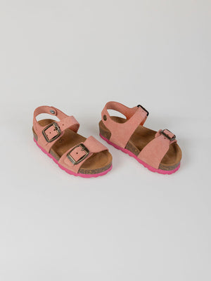 MEDIUM PINK CONTRAST SOLE SUEDE SANDAL