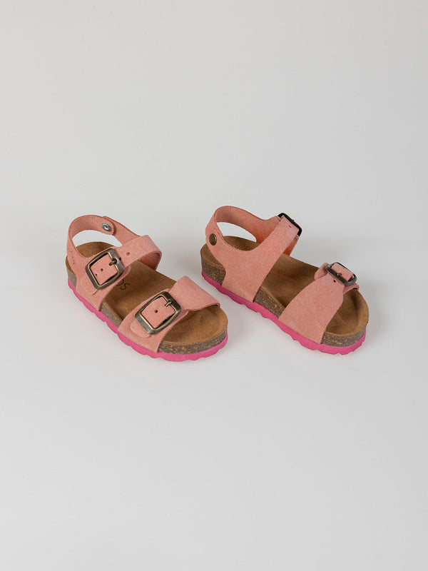 MEDIUM PINK CONTRAST SOLE SUEDE SANDAL