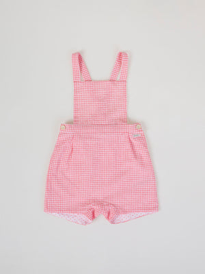 STRAWBERRY CHECK SEERSUCKER STRAPS ROMPER
