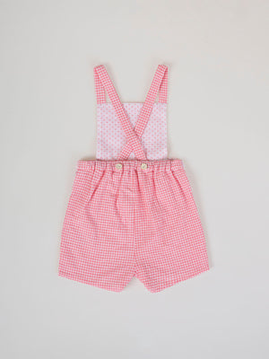 STRAWBERRY CHECK SEERSUCKER STRAPS ROMPER