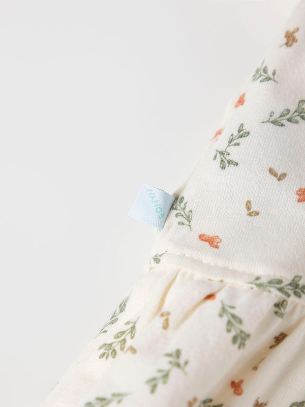 SHORT SLEEVE T-SHIRT WITH CREAM RUFFLE TWIG PRINT