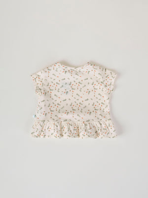 SHORT SLEEVE T-SHIRT WITH CREAM RUFFLE TWIG PRINT