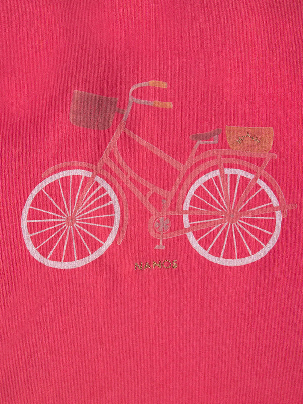 PINK BICYCLE PRINT FLOWER HOODIE