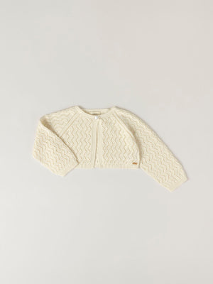 IVORY OPENWORK KNITTED JACKET