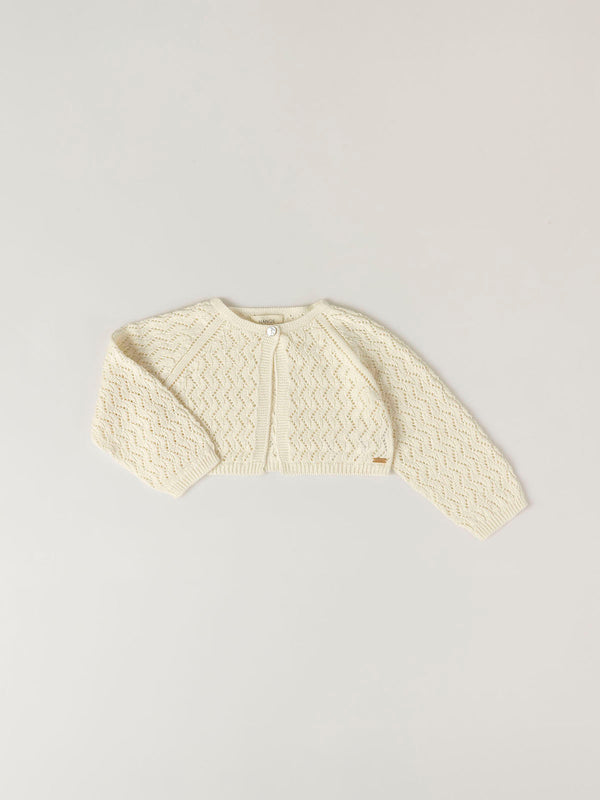 IVORY OPENWORK KNITTED JACKET