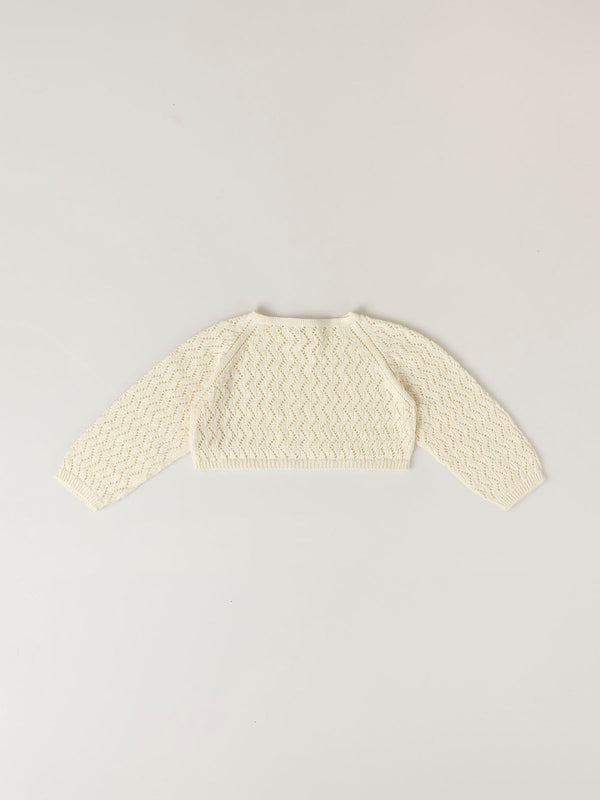 IVORY OPENWORK KNITTED JACKET