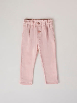 PINK HIGH WAIST CANVAS PANTS WITH PLEATS