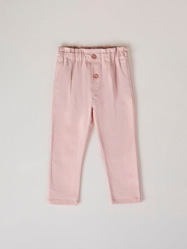 PINK HIGH WAIST CANVAS PANTS WITH PLEATS