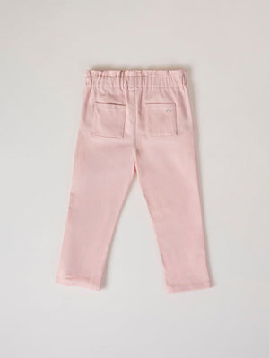 PINK HIGH WAIST CANVAS PANTS WITH PLEATS