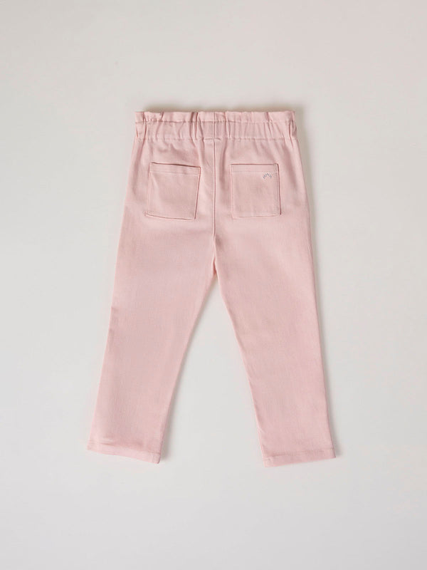 PINK HIGH WAIST CANVAS PANTS WITH PLEATS