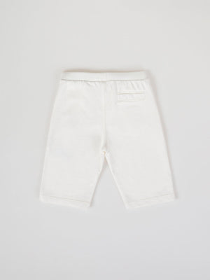 BEIGE FLOWER EMBROIDERED PLUSH PANTS