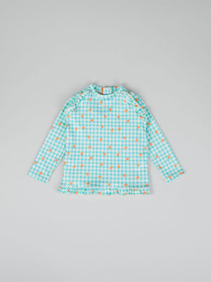 VICHY PEACHES PRINT SWIM T-SHIRT WATER GREEN