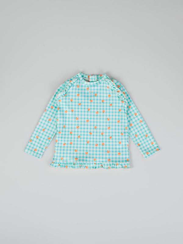 VICHY PEACHES PRINT SWIM T-SHIRT WATER GREEN