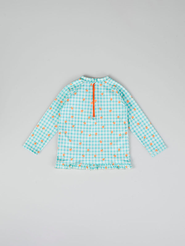 VICHY PEACHES PRINT SWIM T-SHIRT WATER GREEN