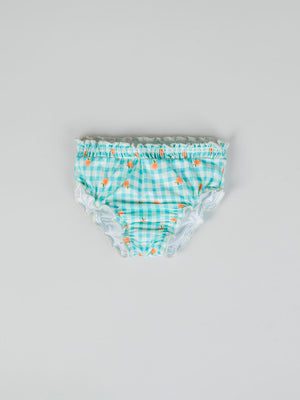 VICHY PEACHES PRINT SWIM PANTIES WATER GREEN