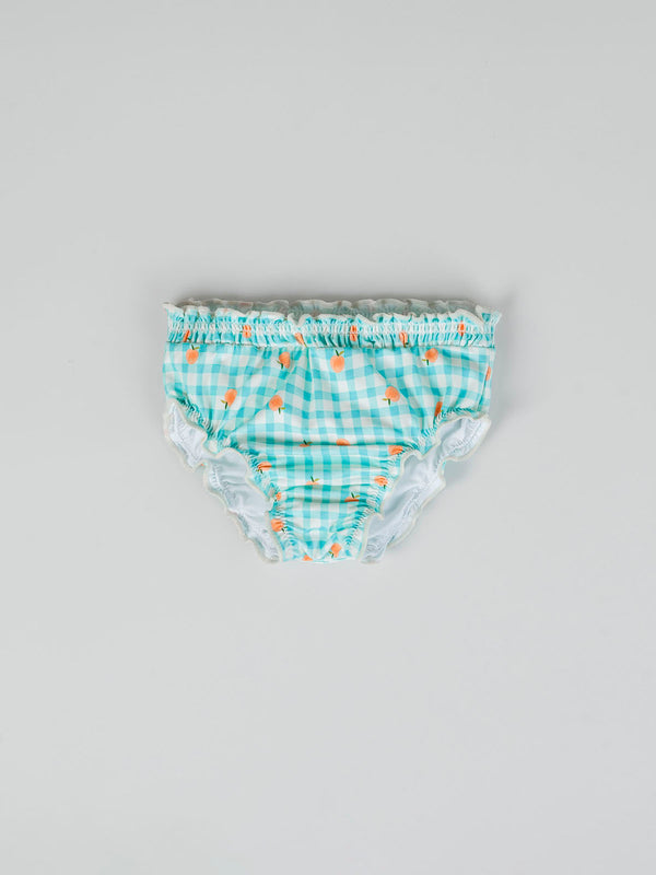 VICHY PEACHES PRINT SWIM PANTIES WATER GREEN