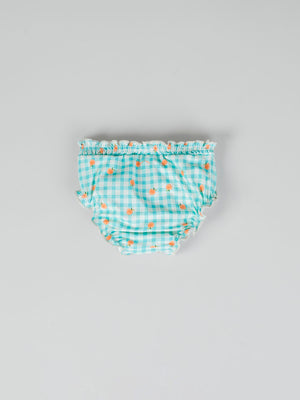 VICHY PEACHES PRINT SWIM PANTIES WATER GREEN