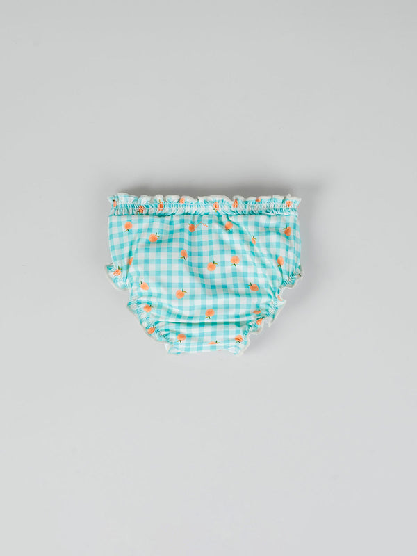 VICHY PEACHES PRINT SWIM PANTIES WATER GREEN