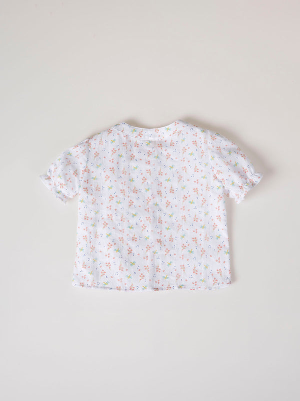 FANTASY FABRIC BLOUSE STRUCTURE PRINT DRAGONFLIES CREAM