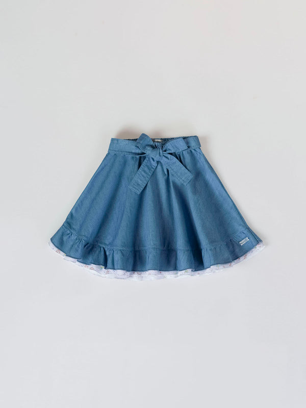 INDIGO DRAGONFLY LINING DENIM SKIRT