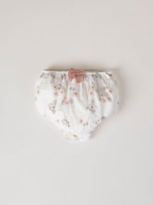 FLOWER PRINTED ROMPER WITH CREAM BOW