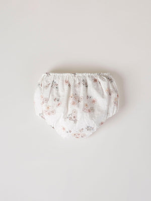 FLOWER PRINTED ROMPER WITH CREAM BOW