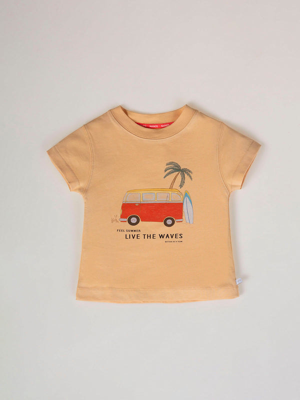 LIVE THE WAVES VAN T-SHIRT LIGHT ORANGE