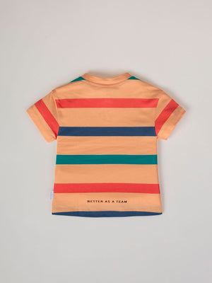 LIVE THE WAVES BLUE MULTICOLOR STRIPED T-SHIRT