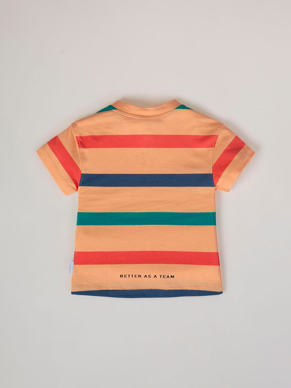 LIVE THE WAVES BLUE MULTICOLOR STRIPED T-SHIRT
