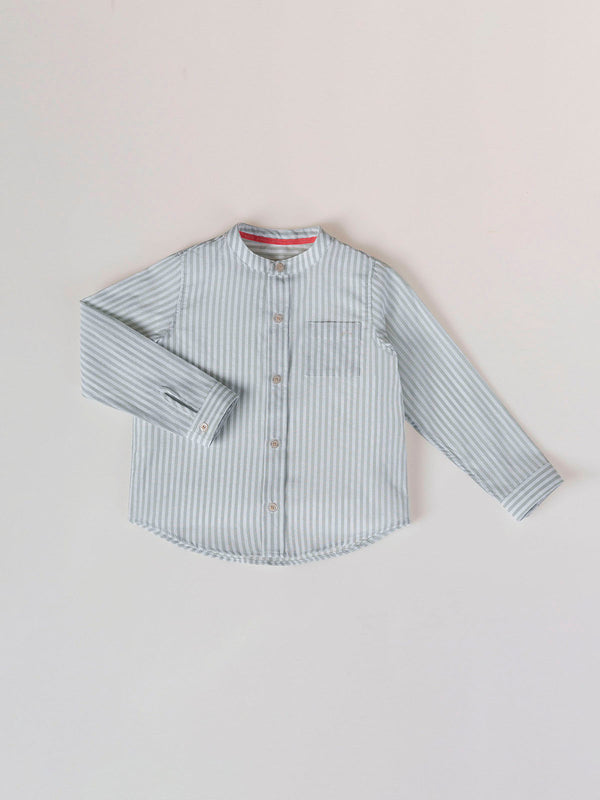 CAMISA SEERSUCKER CUELLO MAO VERDE MEDIO