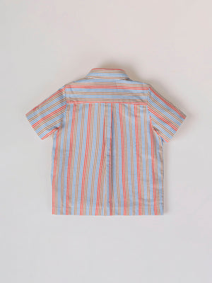 CAMISA SEERSUCKER RAYAS ROJO MULTICOLOR