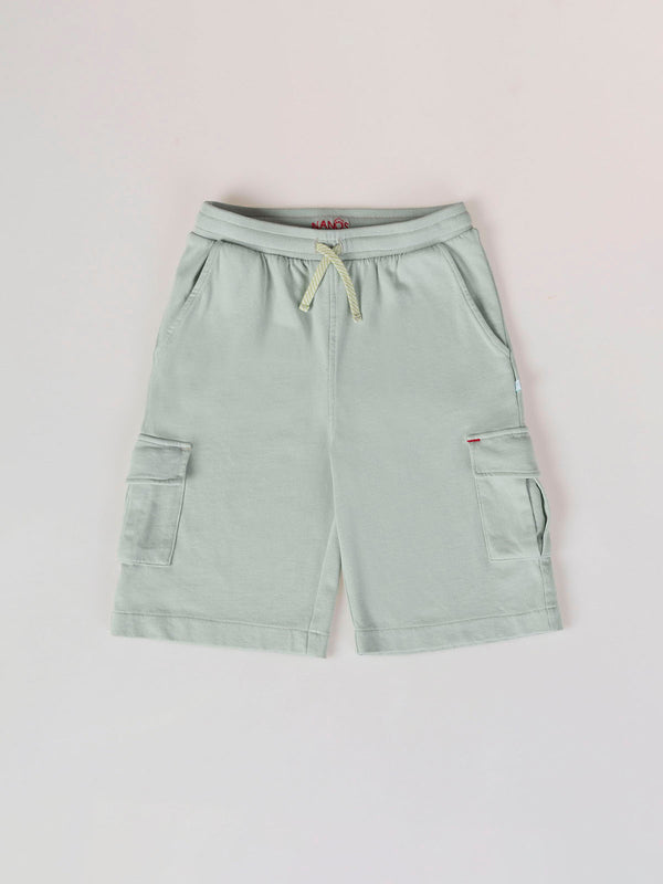 PANTALÓN CORTO DE FELPA CARGO VERDE CLARO