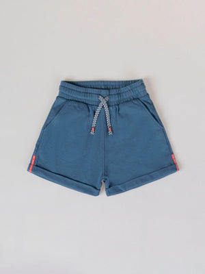 PANTALÓN CORTO DE FELPA CINTAS AZUL MEDIO