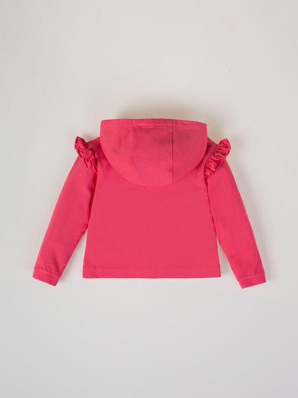 PINK BICYCLE PRINT FLOWER HOODIE