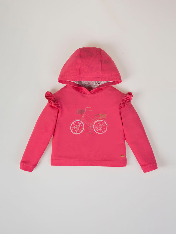 PINK BICYCLE PRINT FLOWER HOODIE
